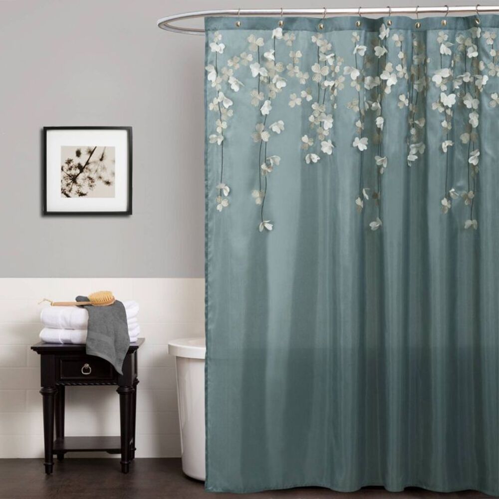 Flower Drops Botanical Shower Curtain - Green - Lush Décor